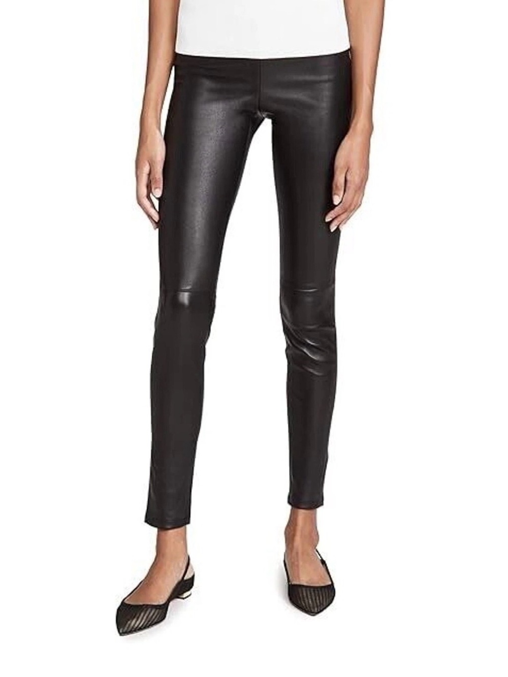 Theory Adbelle Leather Leggings - Black - Size 2
